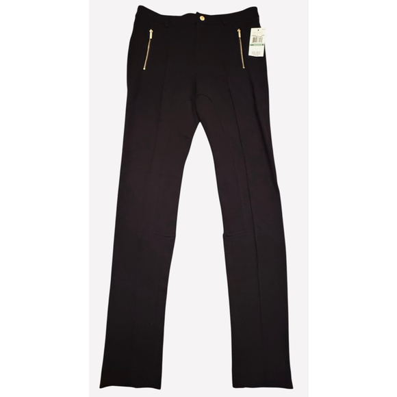 NWT Women's MICHAEL Michael Kors Black Trousers with Gold Zippers Size 8 - Picture 3 of 13